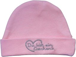Baby-Mütze Du bist ein Geschenk, pink