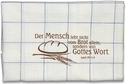 Küchentuch „Der Mensch lebt nicht vom Brot allein“, blau